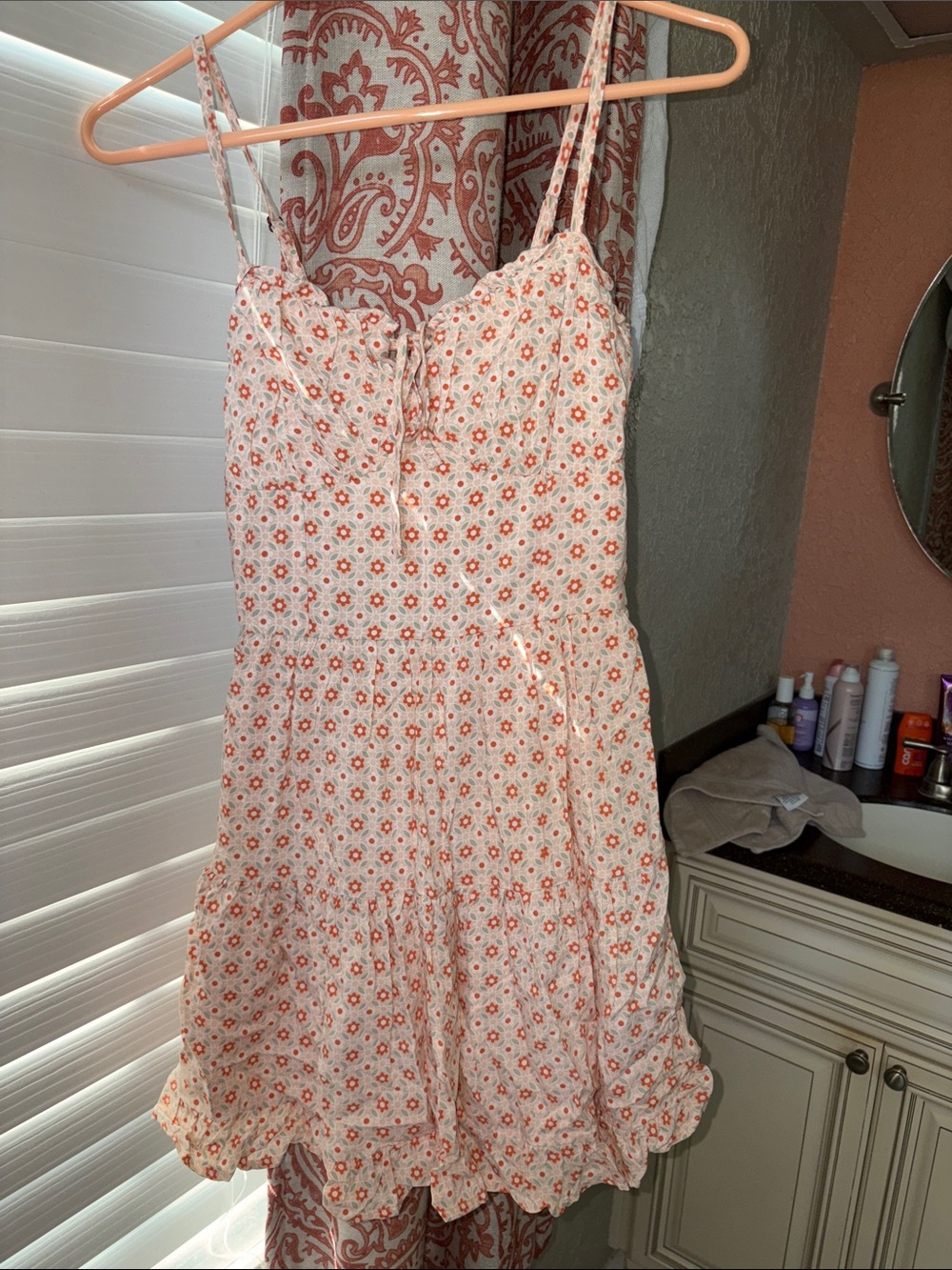Hollister Peach Floral Tie-Front Mini Dress
